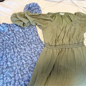 Green and Blue Floral Dresses